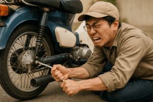 スーパーカブ110（JA07）のアクスルナットが緩まない！